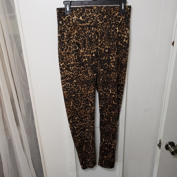 Serena William Pants - Animal Print Leggings w/Zipper & Wide Waistband